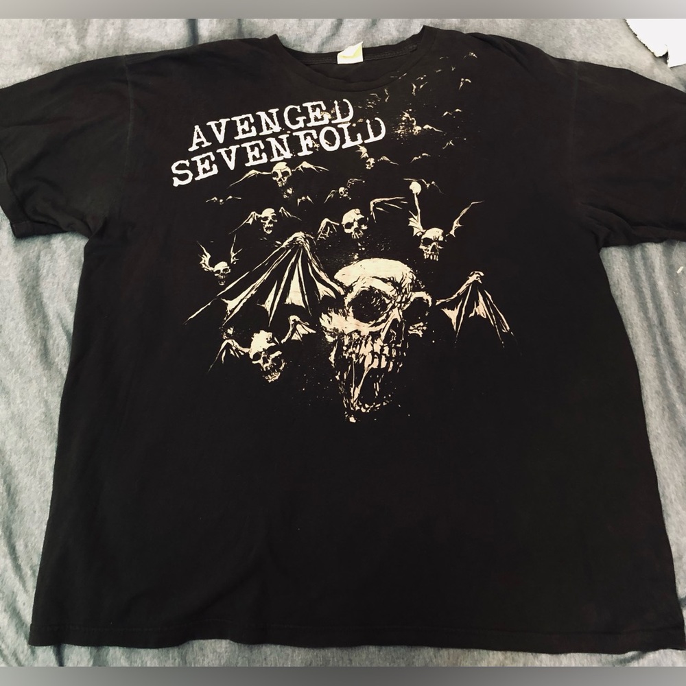 Vintage Avenged Sevenfold AX7 Tshirt Men’s Sz 2XL Dark Flying Skulls Graphics NM